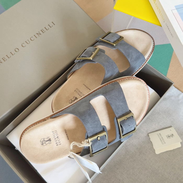 NIGO Brunello Cucinelli Men's Summer Solid Color Suede Round Toe Slip-On Non-Slip Slippers Shoes #nigo77697
