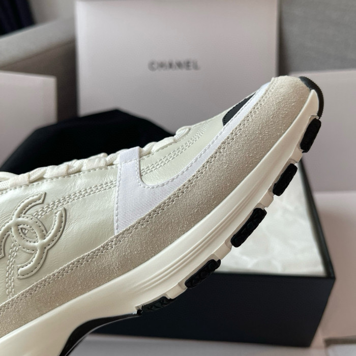 NIGO Chanel Women's Solid Color Round Toe Leather Low Top Lace-Up Sneakers Shoes #nigo77692