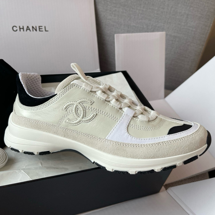 NIGO Chanel Women's Solid Color Round Toe Leather Low Top Lace-Up Sneakers Shoes #nigo77692