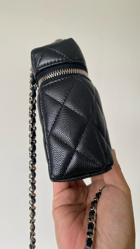 NIGO Chanel Women's Solid Color Rhinestone Star Logo Chain Calfskin Handbag Makeup Bag Bags #nigo77689