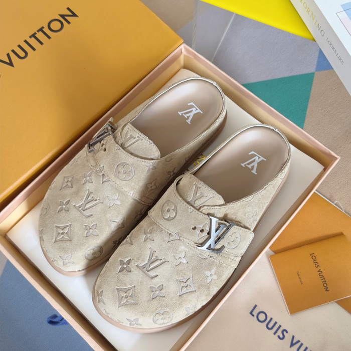 NIGO Louis Vuitton LV Easy Mule Men's Summer Solid Color Letter Print Suede Leather Birkenstock Shoes #nigo77696