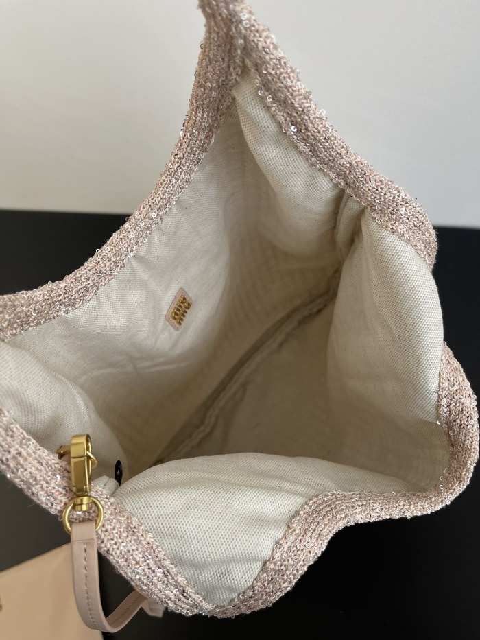 NIGO MiuMiu Ivy Sequin Mesh Women's Solid Color Sequined Shoulder Bag with Detachable Handbag Bags and Embroidered Letter Logo #nigo77693