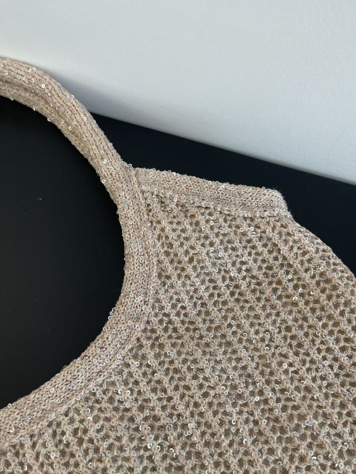 NIGO MiuMiu Ivy Sequin Mesh Women's Solid Color Sequined Shoulder Bag with Detachable Handbag Bags and Embroidered Letter Logo #nigo77693