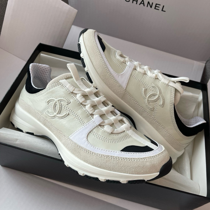 NIGO Chanel Women's Solid Color Round Toe Leather Low Top Lace-Up Sneakers Shoes #nigo77692