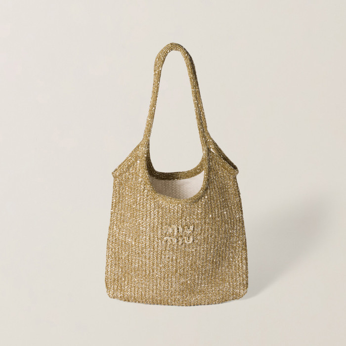 NIGO MiuMiu Ivy Sequin Mesh Women's Solid Color Sequined Shoulder Bag with Detachable Handbag Bags and Embroidered Letter Logo #nigo77693