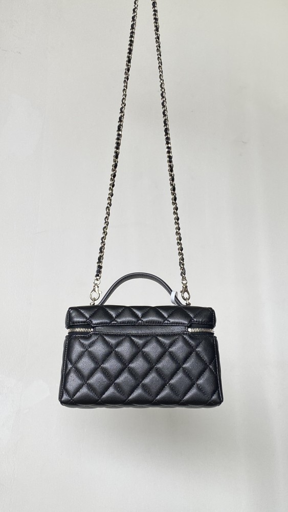 NIGO Chanel Women's Solid Color Rhinestone Star Logo Chain Calfskin Handbag Makeup Bag Bags #nigo77689