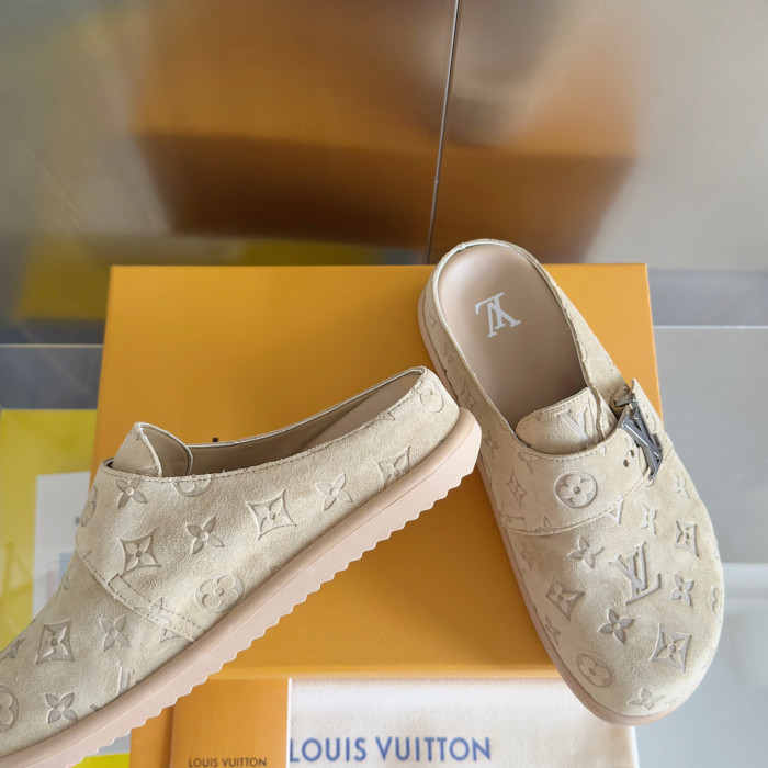 NIGO Louis Vuitton LV Easy Mule Men's Summer Solid Color Letter Print Suede Leather Birkenstock Shoes #nigo77696
