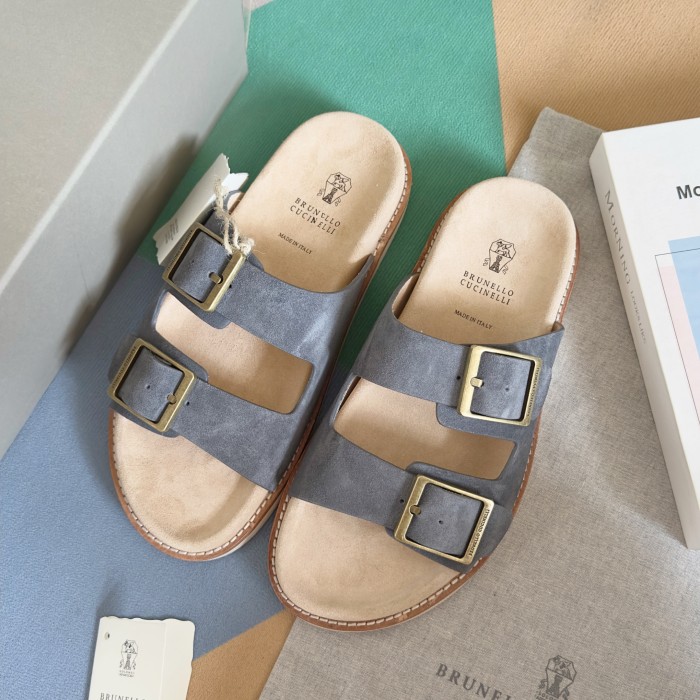 NIGO Brunello Cucinelli Men's Summer Solid Color Suede Round Toe Slip-On Non-Slip Slippers Shoes #nigo77697