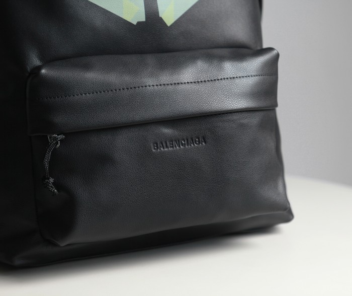 NIGO Balenciaga Explorer Men's Letter Print Black Grained Cowhide Leather Backpack Bag Bags #nigo77713