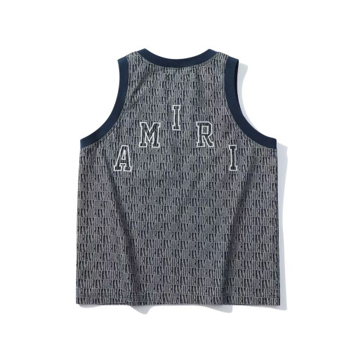 NIGO Amiri Men's Summer Blue Denim Jacquard Fabric Crew Neck Sleeveless T-Shirt #nigo77699