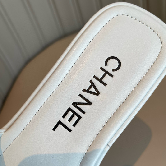 NIGO Chanel Women's Summer Double C Print Solid Color Leather Sandals Slippers Shoes #nigo77691