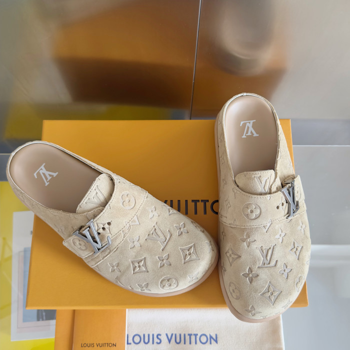 NIGO Louis Vuitton LV Easy Mule Men's Summer Solid Color Letter Print Suede Leather Birkenstock Shoes #nigo77696