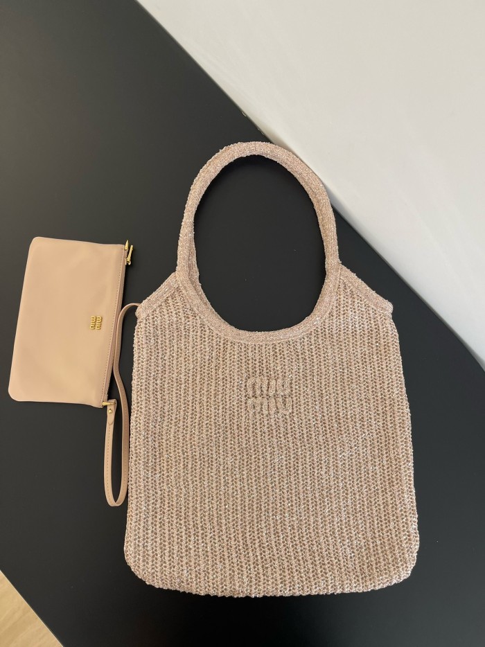 NIGO MiuMiu Ivy Sequin Mesh Women's Solid Color Sequined Shoulder Bag with Detachable Handbag Bags and Embroidered Letter Logo #nigo77693
