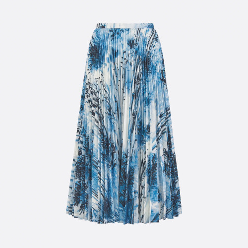 NIGO Dior Women's Spring And Summer Blue White Cotton Pattern Printed Medium Long Pleated Skirt Temperament Elegant Fashion Half-body Skirt Ngvp #nigo1887
