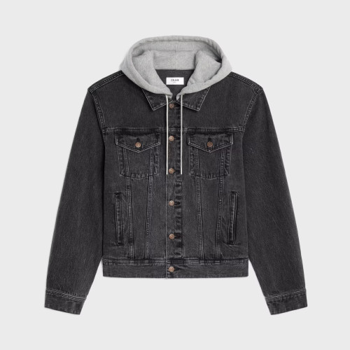 NIGO Celine Men's Spring/Autumn Solid Color Hooded Single-Breasted Long-Sleeved Denim Jacket #nigo77716