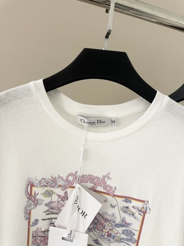 NIGO Dior Women's Dior Souvenir T-shirt Summer City Logo Printed Round Neck Cotton Linen Blend Solid Color Straight Short Sleeve T-Shirt Ngvp #nigo1934
