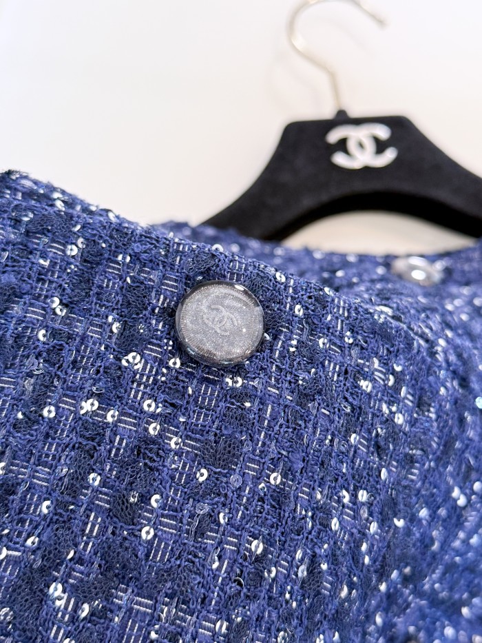 NIGO Chanel Women's Spring And Summer Sequins Tweed Single-Breasted Solid Color Round Neck Sleeveless Vest Ngvp #nigo1933