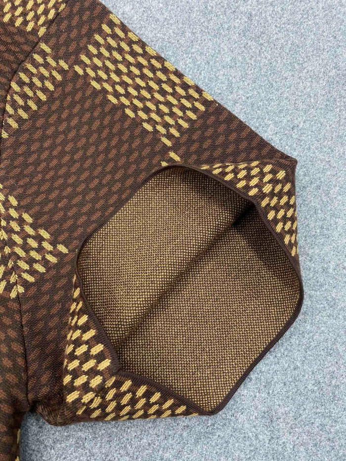 NIGO Louis Vuitton Men's Damier Imitation Crystal Applique Checkerboard Checkerboard Summer Cotton Solid Color Short Sleeve Round Neck Short Sleeve T-Shirt #nigo81339