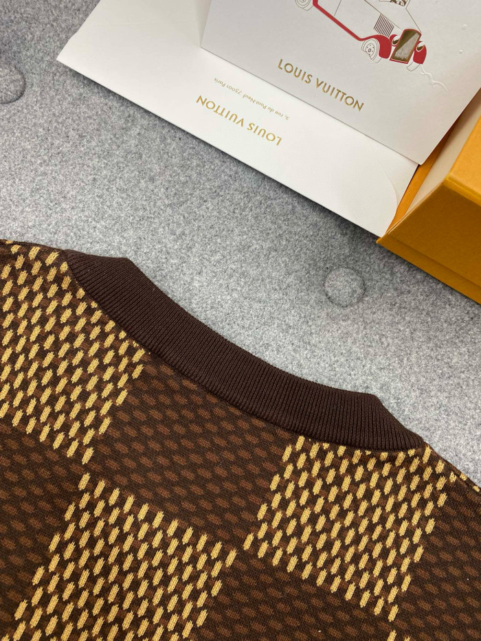 NIGO Louis Vuitton Men's Damier Imitation Crystal Applique Checkerboard Checkerboard Summer Cotton Solid Color Short Sleeve Round Neck Short Sleeve T-Shirt #nigo81339