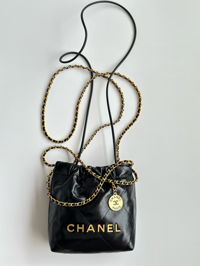 NIGO Chanel Women's Solid Color Logo Drawstring Closure Chain Shoulder Strap Glossy Calfskin Shoulder Crossbody Bag Bags #nigo77727
