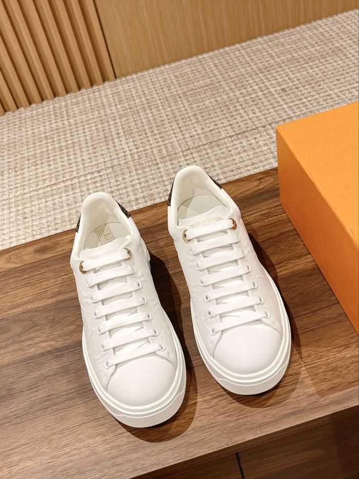 NIGO Louis Vuitton Time Out Women's Solid Color Letter Print Leather Low-Top Lace-Up Casual Shoes #nigo77748