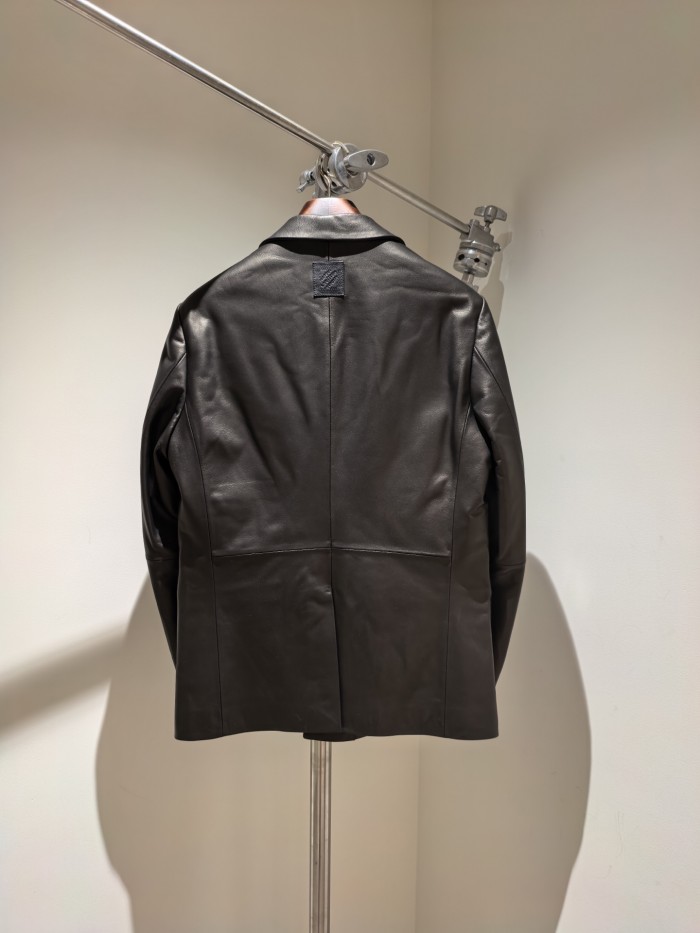 NIGO Louis Vuitton Men's Spring/Autumn Solid Color Single-Breasted V-Neck Leather Long-Sleeved Suit Jacket #nigo77734