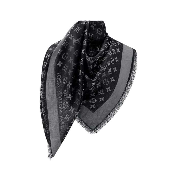NIGO Louis Vuitton Monogram Shine Women's Solid Color Logo Monogram Jacquard Wool Shawl Scarf #nigo77733
