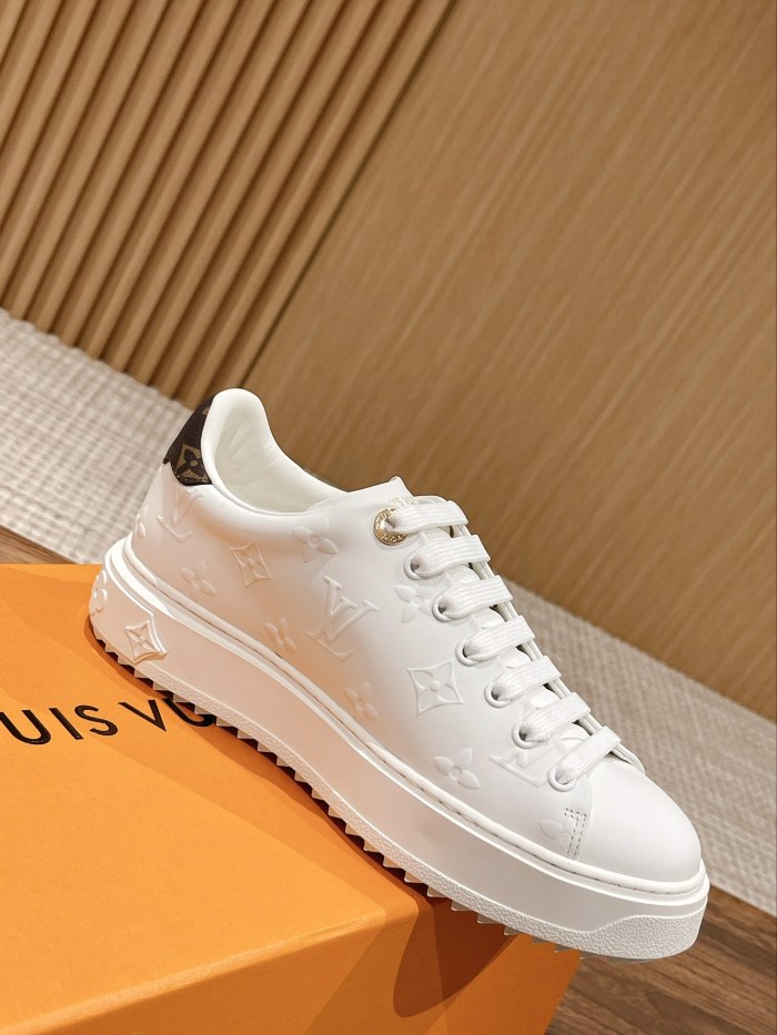 NIGO Louis Vuitton Time Out Women's Solid Color Letter Print Leather Low-Top Lace-Up Casual Shoes #nigo77748