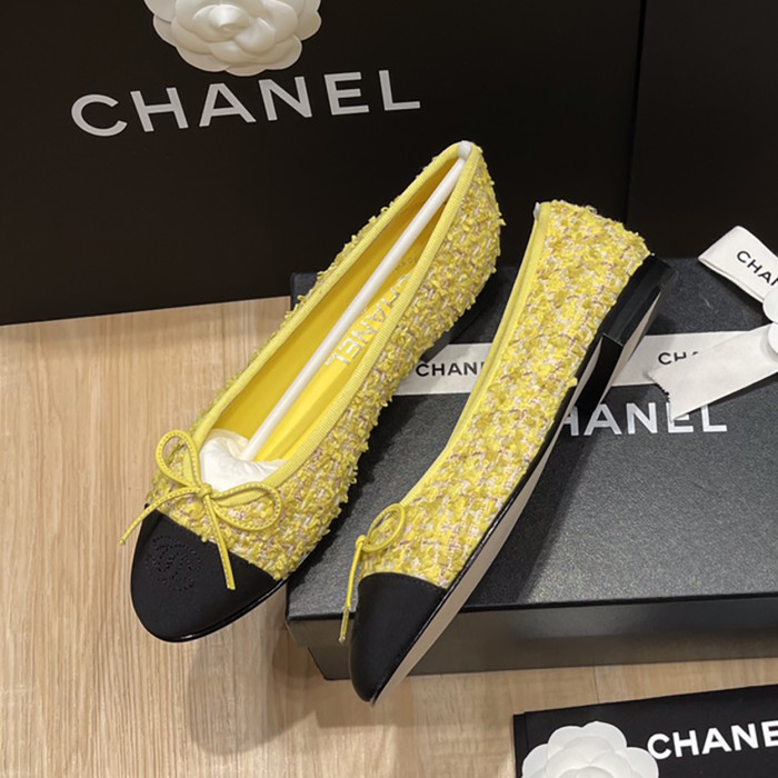 NIGO Chanel Women's Spring/Summer Solid Color Tweed Fabric Ballet Flats Shoes #nigo77753