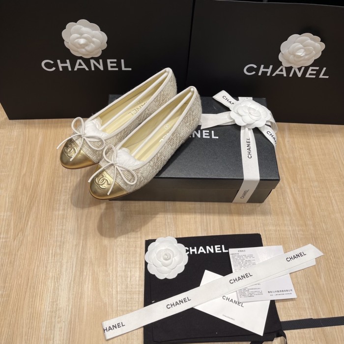 NIGO Chanel Women's Spring/Summer Solid Color Tweed Fabric Ballet Flats Shoes #nigo77753