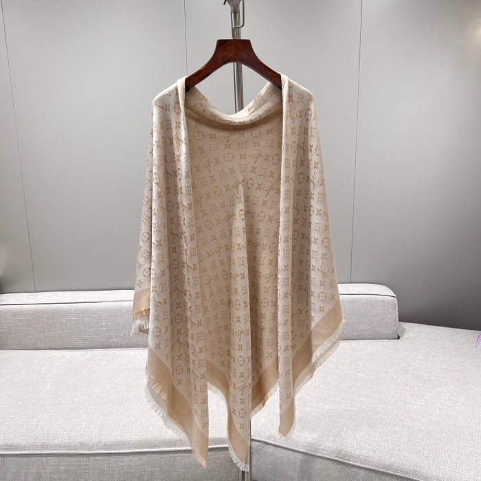 NIGO Louis Vuitton Monogram Shine Women's Solid Color Logo Monogram Jacquard Wool Shawl Scarf #nigo77733