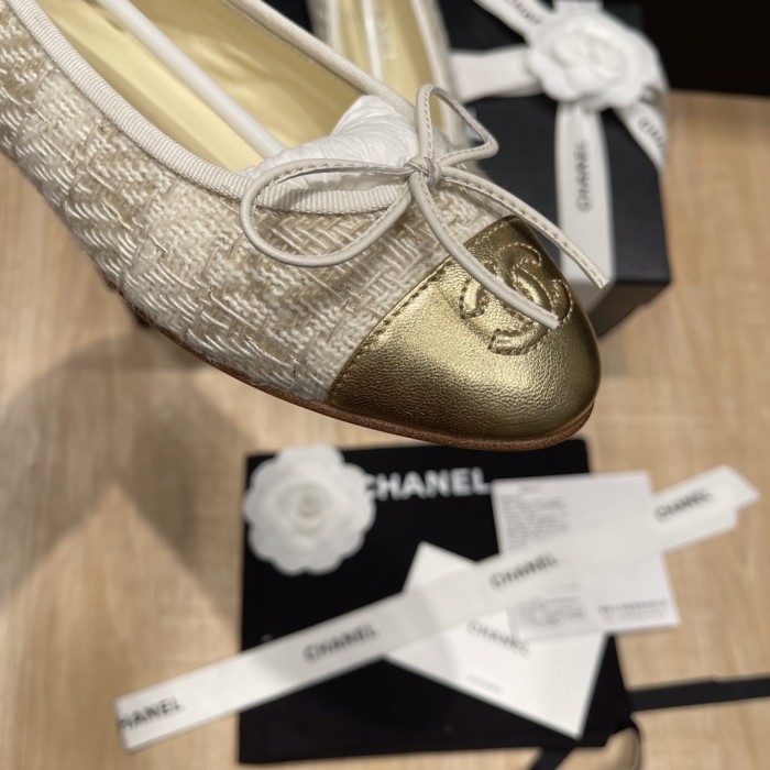 NIGO Chanel Women's Spring/Summer Solid Color Tweed Fabric Ballet Flats Shoes #nigo77753