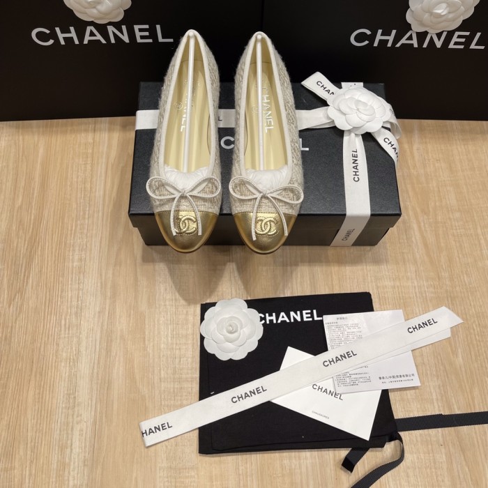 NIGO Chanel Women's Spring/Summer Solid Color Tweed Fabric Ballet Flats Shoes #nigo77753
