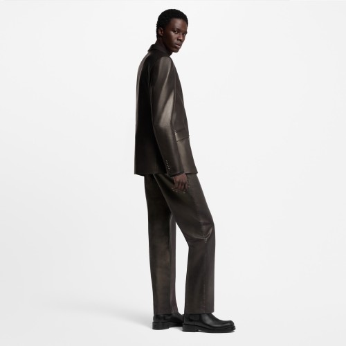 NIGO Louis Vuitton Men's Spring/Autumn Solid Color Single-Breasted V-Neck Leather Long-Sleeved Suit Jacket #nigo77734