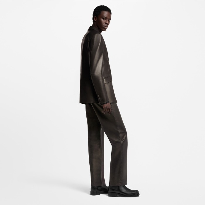 NIGO Louis Vuitton Men's Spring/Autumn Solid Color Single-Breasted V-Neck Leather Long-Sleeved Suit Jacket #nigo77734