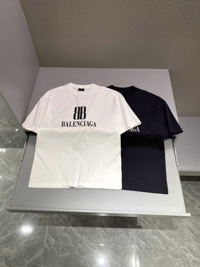 NIGO Balenciaga Men's Summer Solid Color Letter Print Round Neck Cotton Short Sleeve T-Shirt #nigo77751