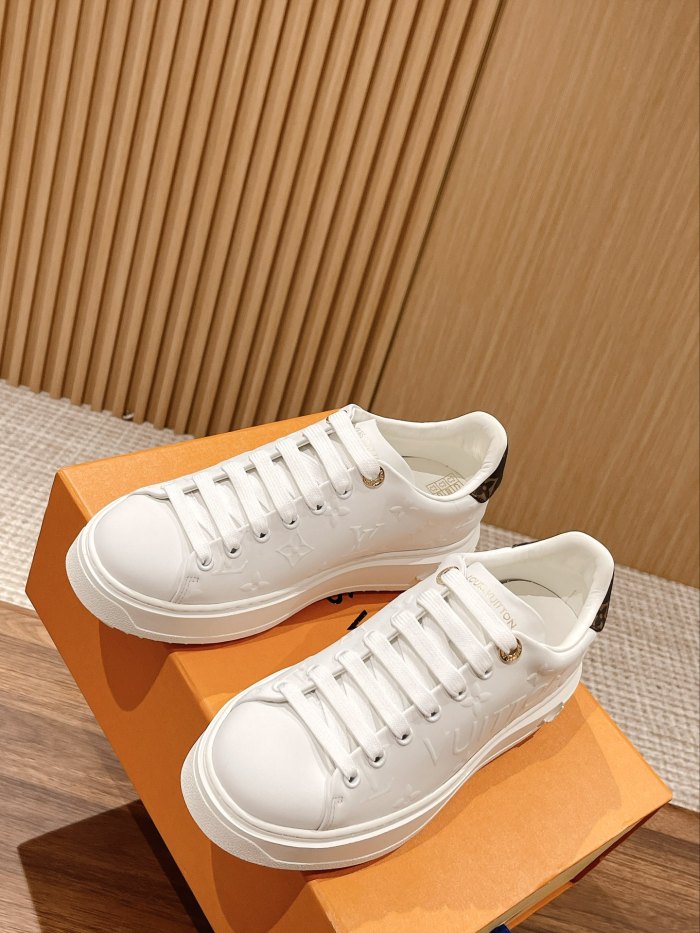 NIGO Louis Vuitton Time Out Women's Solid Color Letter Print Leather Low-Top Lace-Up Casual Shoes #nigo77748