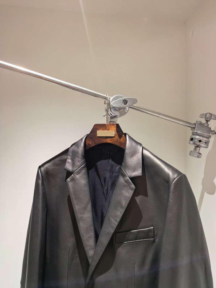 NIGO Louis Vuitton Men's Spring/Autumn Solid Color Single-Breasted V-Neck Leather Long-Sleeved Suit Jacket #nigo77734