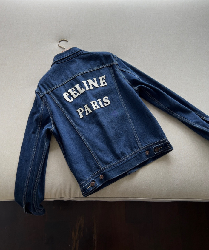 NIGO Celine Men's And Women's Spring And Autumn Solid Color Letter Print Single Breasted Long Sleeved Denim Jacket #nigo77737