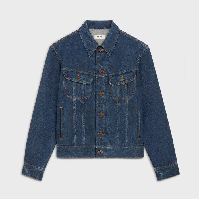 NIGO Celine Men's And Women's Spring And Autumn Solid Color Letter Print Single Breasted Long Sleeved Denim Jacket #nigo77737