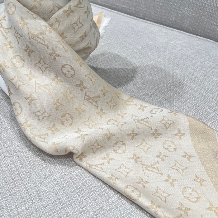 NIGO Louis Vuitton Monogram Shine Women's Solid Color Logo Monogram Jacquard Wool Shawl Scarf #nigo77733