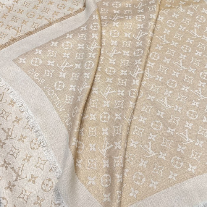 NIGO Louis Vuitton Monogram Shine Women's Solid Color Logo Monogram Jacquard Wool Shawl Scarf #nigo77733