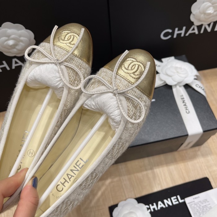 NIGO Chanel Women's Spring/Summer Solid Color Tweed Fabric Ballet Flats Shoes #nigo77753