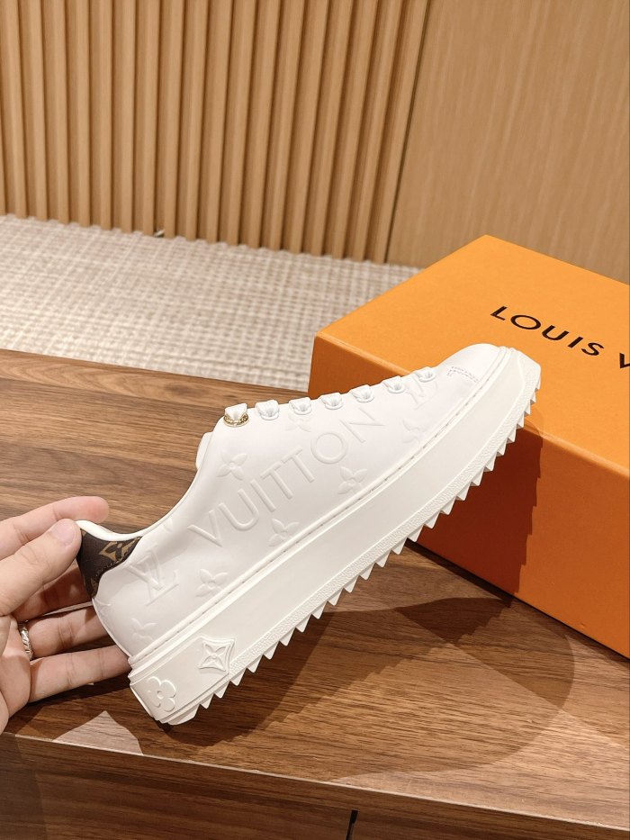 NIGO Louis Vuitton Time Out Women's Solid Color Letter Print Leather Low-Top Lace-Up Casual Shoes #nigo77748