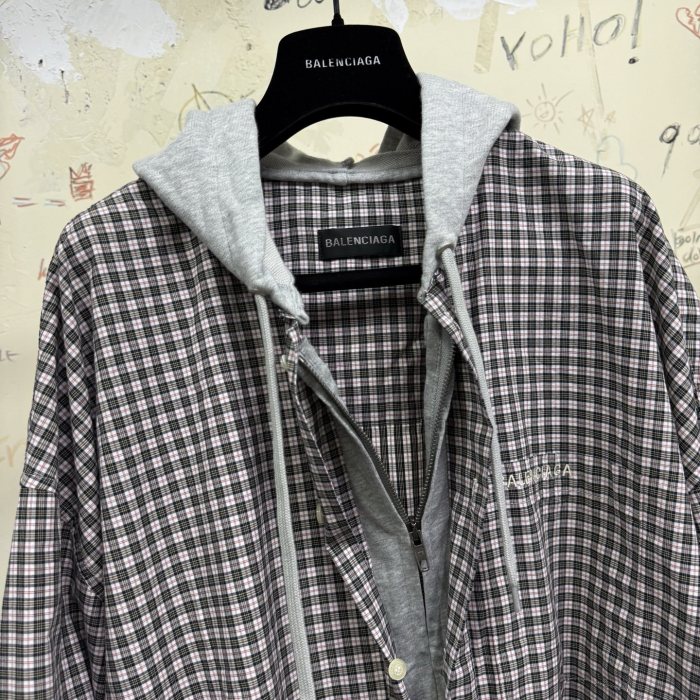 NIGO Balenciaga Men's Spring/Autumn Checkered Print Cotton Hooded Single-Breasted Zipper Long-Sleeved Shirt #nigo77746
