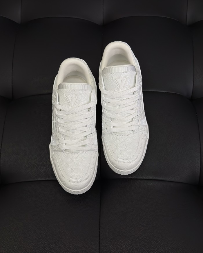 NIGO Louis Vuitton LV Trainer Men's And Women's Solid Color Lacquered Cowhide Leather Letter Print Low-top Lace-up Sneakers Shoes #nigo77762