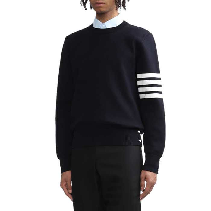 NIGO Thom Browne Men's Spring, Autumn And Winter Round Neck Solid Color Cotton Striped Long Sleeve Pullover Knitted Sweater Ngvp #nigo1944