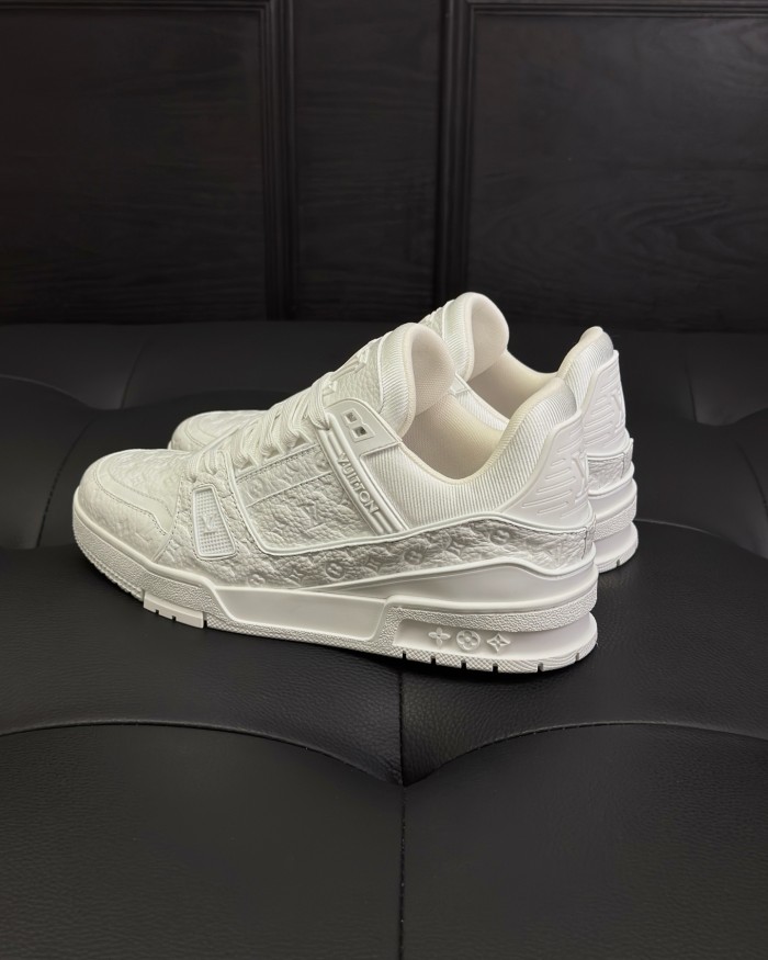 NIGO Louis Vuitton LV Trainer Men's And Women's Solid Color Lacquered Cowhide Leather Letter Print Low-top Lace-up Sneakers Shoes #nigo77762