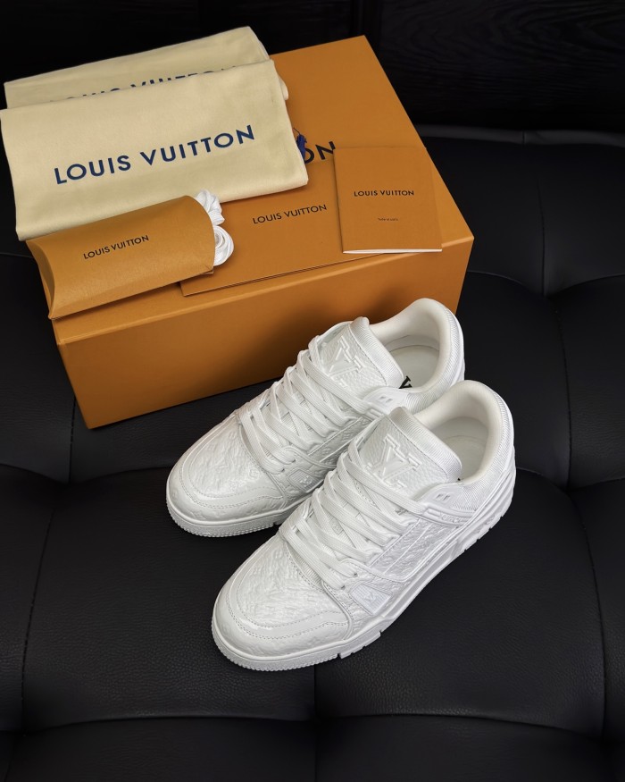 NIGO Louis Vuitton LV Trainer Men's And Women's Solid Color Lacquered Cowhide Leather Letter Print Low-top Lace-up Sneakers Shoes #nigo77762