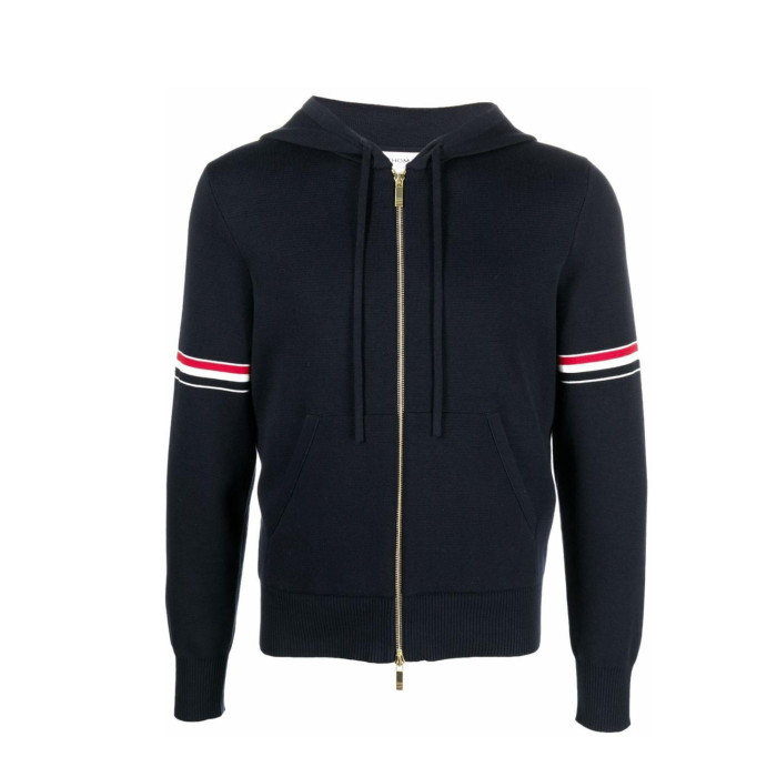 NIGO Thom Browne Men's Spring & Autumn Cotton Armband Embellished Solid Color Zipper Fitted Hooded Cardigan Jacket Ngvp #nigo1943